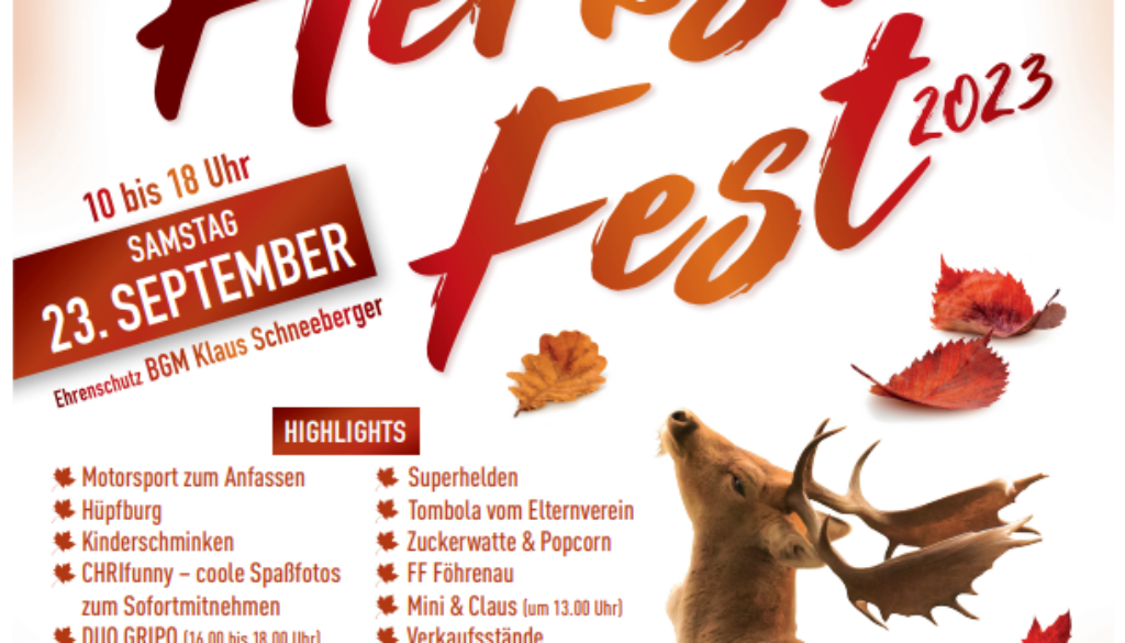 Flyer Herbstfest 23. September 2023 10:00 bis 18:00 Uhr